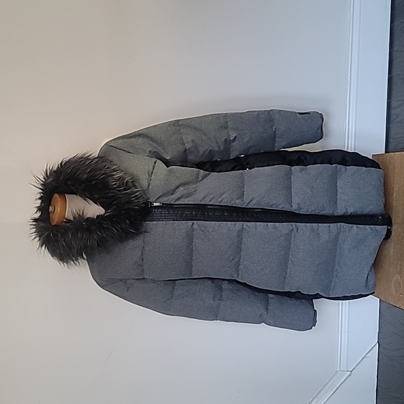 Badgley Mischka grey down coat w size L - Picture 2 of 10